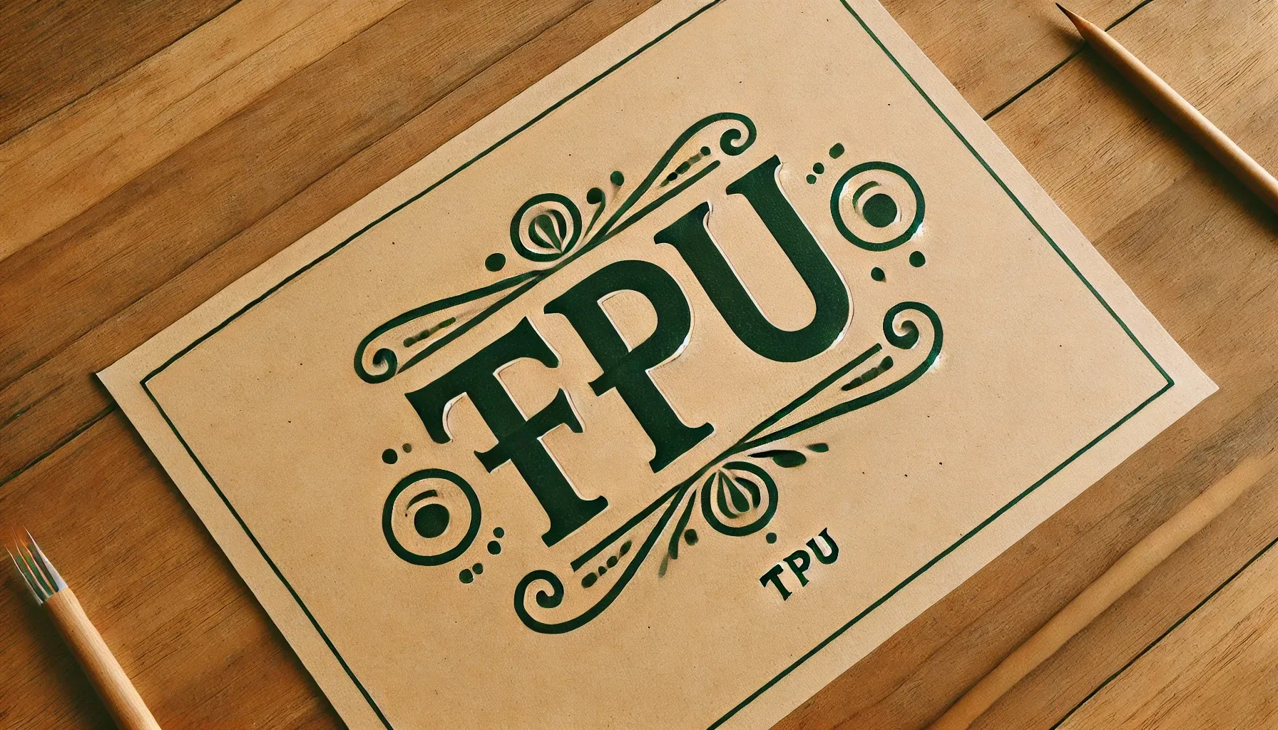 Decorative TPU sign on wooden background